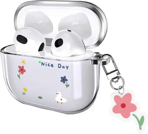 Vista 8 de Funda para AirPods 4 2024 con mosquetón de llavero, funda transparente para AirPods 4, diseño de anime, funda suave con adornos para niños, niñas