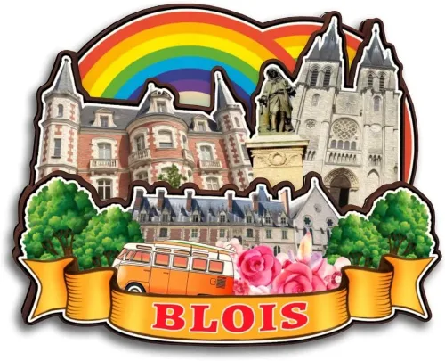 Vista 13 de Blois Centre-Val de Loire Francia - Imán de madera para nevera, colección 3D, hecho a mano, viajes, ciudad, recuerdos, nevera, regalo