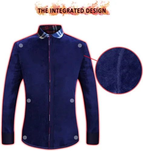 Vista 2 de Camisas de manga larga para hombre, térmicas acolchadas para el trabajo, camisas cálidas con forro acolchado de franela pesado a cuadros