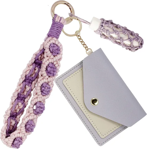 Vista 49 de BIHRTC Llavero de pulsera boho con soporte para lápiz labial, pulsera hecha a mano