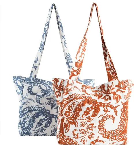 Vista 11 de HPD Half Price Drapes Bolsas de compras reutilizables para comestibles, paquete de 2 bolsas de algodón ligeras PRCT-GB81602-ST, Aiden Geometric