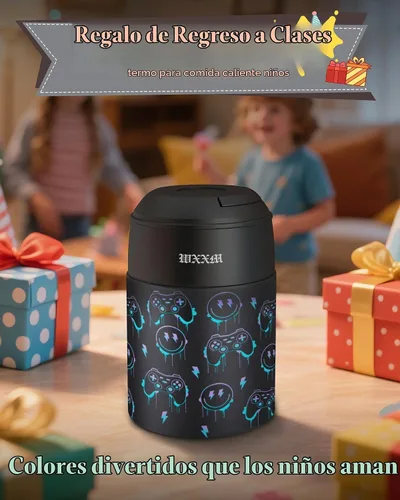 Vista 9 de Termo de sopa de 10 onzas para comida caliente para niños, tarro de comida aislado con cuchara boca ancha, recipiente de almuerzo de acero