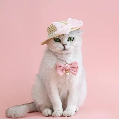 Vista 2 de Paquete de 3 collares de perlas para perro, joyas de perlas elegantes con lazos grandes, lindo collar de boda, accesorios de disfraz para perros