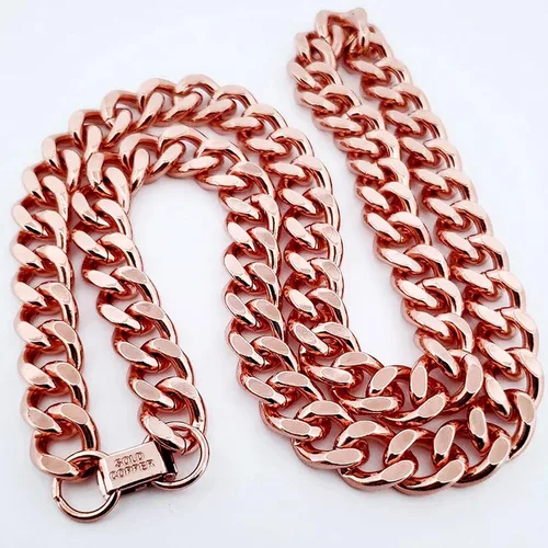 Vista 3 de 1 collar de eslabones cubanos de cobre puro cadena de joyería de 24 pulgadas unisex
