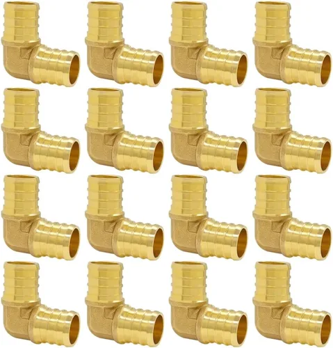 Vista 8 de Hooshing 9 unids 1/2 pulgada PEX 90 grados codo de latón sólido púas engarzado accesorios para trabajos de fontanería de tubería PEX