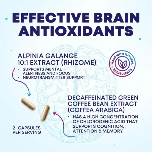 Vista 6 de Píldoras de suplemento de memoria cerebral, nootrópicos de fuerza 3X para concentración, claridad y apoyo de enfoque, salud cerebral, vitaminas