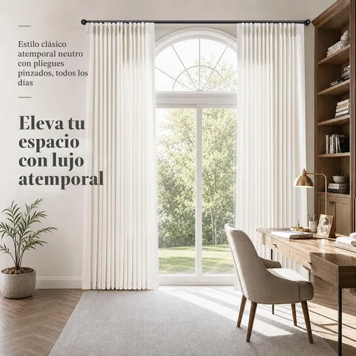 Vista 6 de Jowels Cortinas de lino plisadas naturales de 96 pulgadas de largo para sala de estar