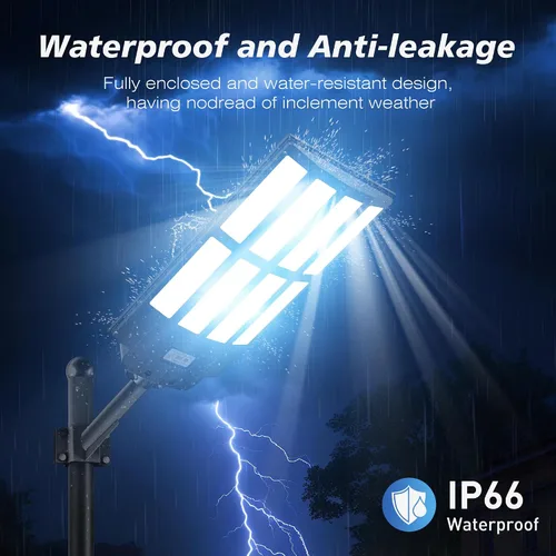 Vista 6 de OKPRO Luces de calle solares 10000W al aire libre, luces solares impermeables IP66