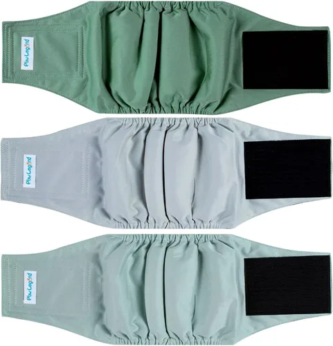 Vista 23 de Paw Legend - Pañales lavables para perro macho (3 unidades), XS, Ejército, Gris, Marina