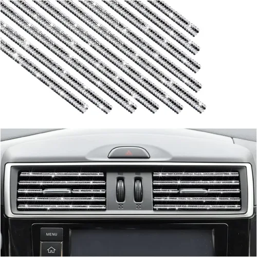Vista 13 de Adorno de Rejilla de Ventilación Bling para Coche, 10 PCS Tiras Decorativas de Diamantes de Imitación Hechas a Mano para Todas las Salidas de Aire