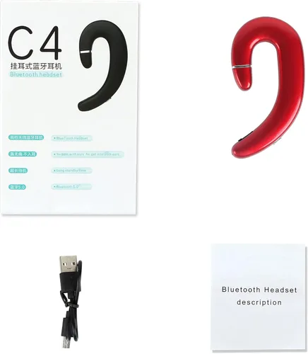Vista 7 de Auriculares inalámbricos Bluetooth con gancho para la oreja, auriculares sin enchufe con micrófono, auriculares con cancelación de ruido de una sola
