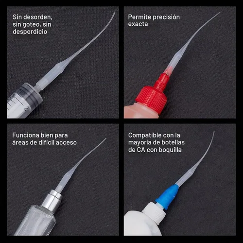Vista 5 de PH PandaHall Puntas de pegamento, 100 piezas de pegamento de plástico micro puntas extensor blanco aplicador de precisión para modelo de botella