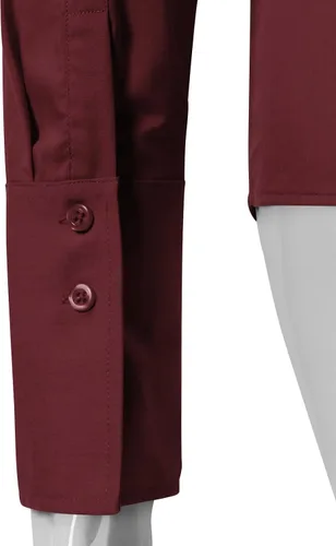 Vista 4 de EZEN - Blusa de manga larga, ajustada, elástica, con cuello de botones para mujer, para oficina, estilo formal, casual