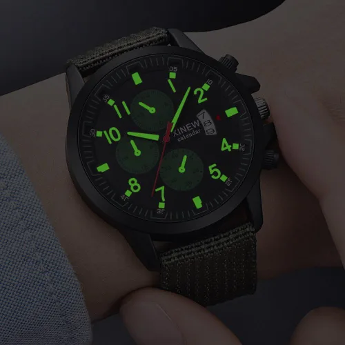 Vista 3 de COOKI Men's Watch Fashion Arabic Numerals Wristwatch Analog Quartz Male Clock Casual Military Time Watch Nylon Belt Watch
