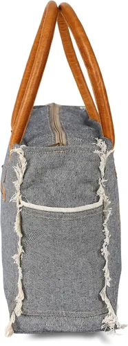 Vista 5 de KPL Sel De Mer Upcycled Canvas and leather Hand Bag Cowhide Tote Bag shopping bag carry on leather bag