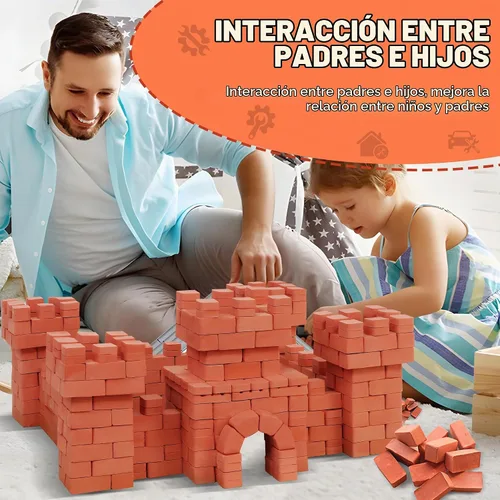 Vista 6 de Knight Bricklayer - Juego de construcción de ladrillo y mortero de arcilla, mini ladrillos y bloques de cemento, kit de mini casa de bricolaje