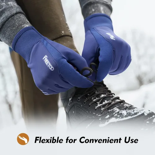 Vista 7 de FREETOO Waterproof Winter Gloves with Fleece Lining for Cold Weather for Men, Windproof Touchscreen Warm Gloves for Snow Running Cycling Driving