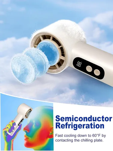 Vista 3 de Ventilador turbo portátil de mano con enfriador de hielo, ventilador personal recargable de velocidad (1-100), potente ventilador máximo de 15000