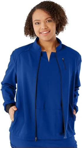 Vista 9 de ave. Women's Solano Four Pocket Athletic Scrub Jacket Negro