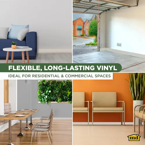 Vista 5 de M-D Building Products Base de pared de vinilo con parte trasera seca de 4 pulgadas x 120 pies, ribete de vinilo flexible con parte trasera seca