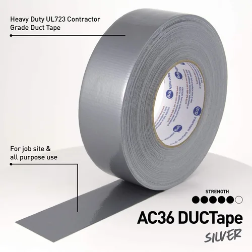 Vista 2 de IPG Heavy Duty AC36 DUCTape 1.88" x 60 yardas, plata (rollo individual)