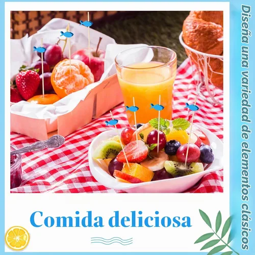 Vista 7 de 200 palillos de bambú para cóctel, para fiestas de aperitivos, estilo Estilo de pescado