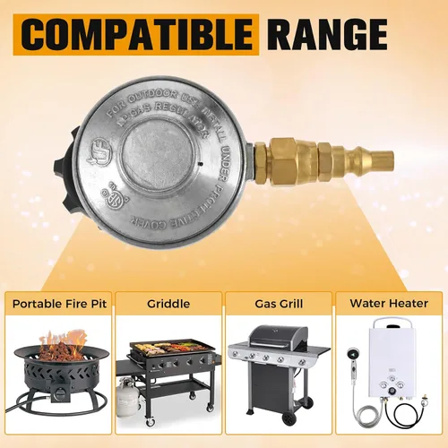 Vista 7 de Regulador rápido de gas propano de 1/4 pulgadas, adaptador de conexión rápida de tanque de propano QCC1 con convertidor de enchufe de conector