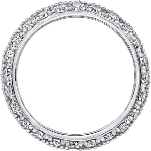 Vista 2 de Tienda Collection Platinum or Gold Plated 3-Row Round-Cut Pave Band Ring Set with Infinite Elements Zirconia