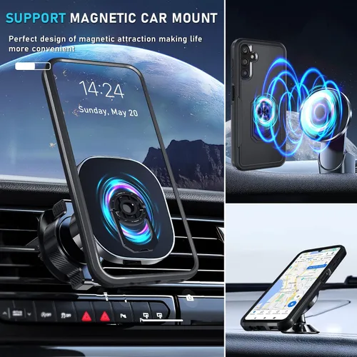 Vista 7 de Janmitta Funda compatible con Samsung Galaxy A14 5G con protector de pantalla + protector de lente de cámara, funda resistente de servicio pesado