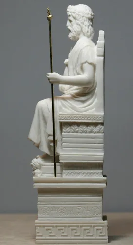 Vista 3 de Estatua de alabastro griego de Zeus Júpiter del rey de los dioses, decoración de 10.6 pulgadas