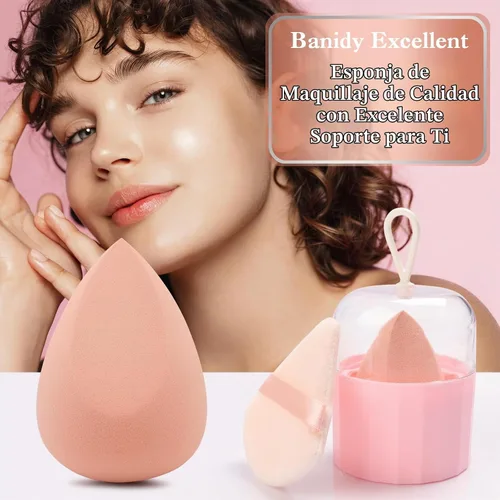 Vista 2 de Juego de esponjas de tocador, esponja mezcladora de belleza con soporte, mezcladora de maquillaje impecable para base, líquido, herramientas