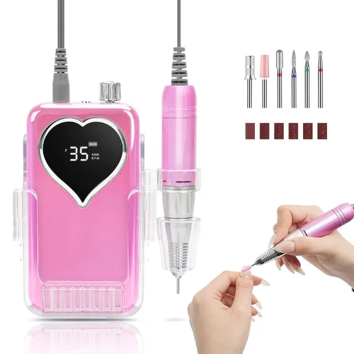 Vista 11 de Taladro de uñas eléctrico profesional: lima de uñas recargable con brocas para uñas de gel acrílicas, herramientas de forma de pulido profesional