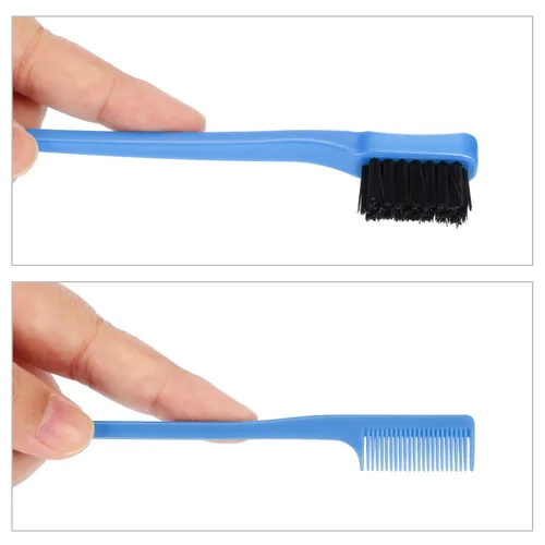 Vista 3 de Boao 14 piezas de cepillo de borde de pelo a granel doble cara control de borde cepillo de cejas cepillo de pelo negro peine suave aseo