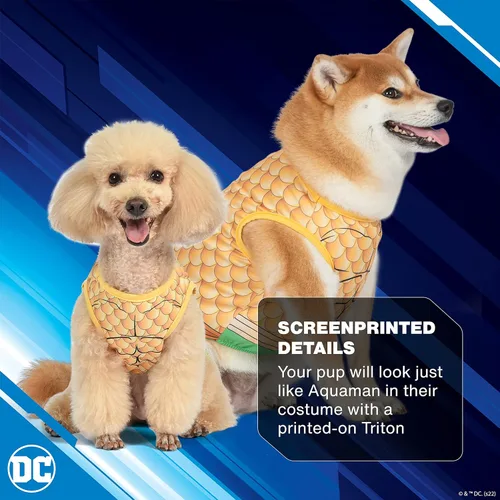 Vista 3 de DC Comics Disfraz de perro Aquaman para mascotas, pequeño