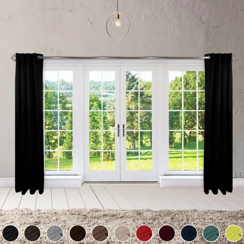 Vista 6 de Rod Desyne Cortina opaca con aislamiento térmico para ventana con ojales de metal, 96 x 96 pulgadas, color negro, 1 panel