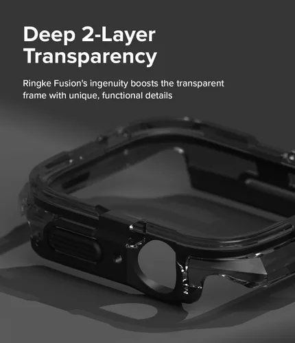 Vista 3 de Ringke Fusion Bumper para Apple Watch Series 9, 8, 7 (1.772 in), SE 3, 2, 1 (1.732 in), funda protectora de doble capa, color negro