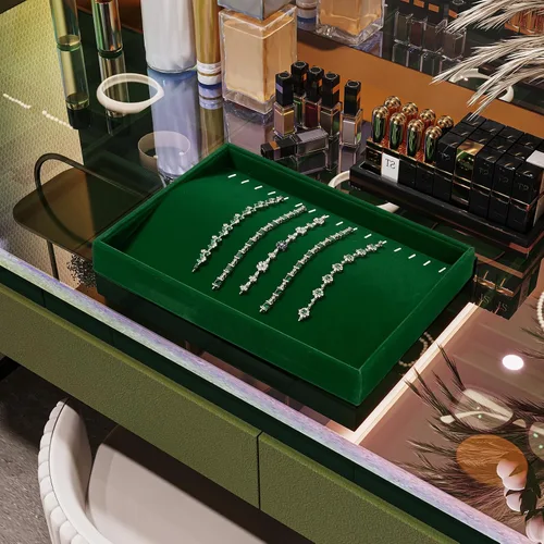 Vista 8 de Bandeja de terciopelo para joyas, 16 ranuras, organizador de cajones para collares, pulseras, relojes