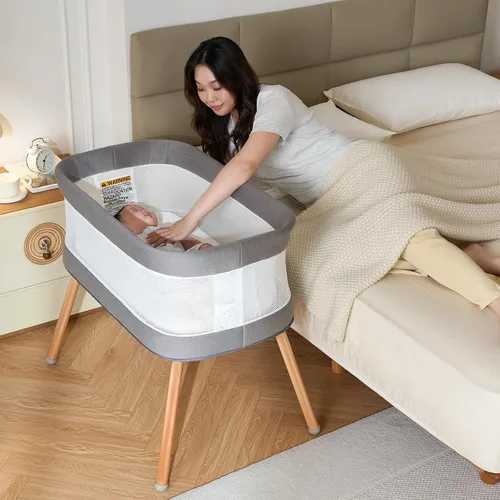 Vista 8 de VaVaSoo - Cuna mecedora automática, moisés eléctrico con 3 velocidades, cama mecedora con ruido blanco, cuna eléctrica para bebés de 0 a 6 meses