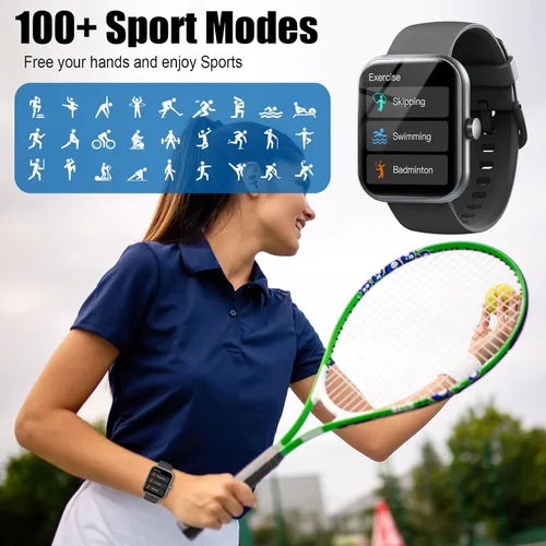 Vista 5 de Reloj inteligente 2025 para hombres y mujeres (Responder/Hacer llamada), reloj de seguimiento de fitness de 1.96" HD para correr, impermeable IP68
