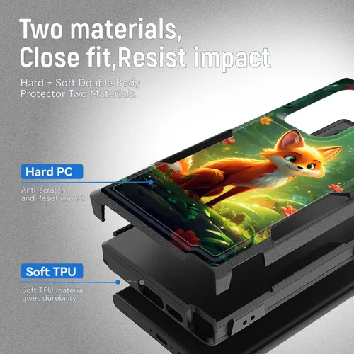 Vista 349 de Funda para Galaxy A14 5G, resistente de doble capa híbrida de policarbonato duro, goma suave, a prueba de golpes, funda protectora resistente