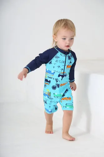 Vista 7 de HUAANIUE Traje de baño de una pieza para bebéniño pequeño con protección UPF 50+ de manga larga