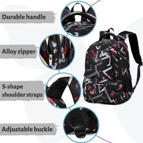 Vista 8 de BLUEFAIRY Mochilas para niños y niñas, bolsas de escuela primaria, bonitas bolsas de libros, A-gris, L, Moda