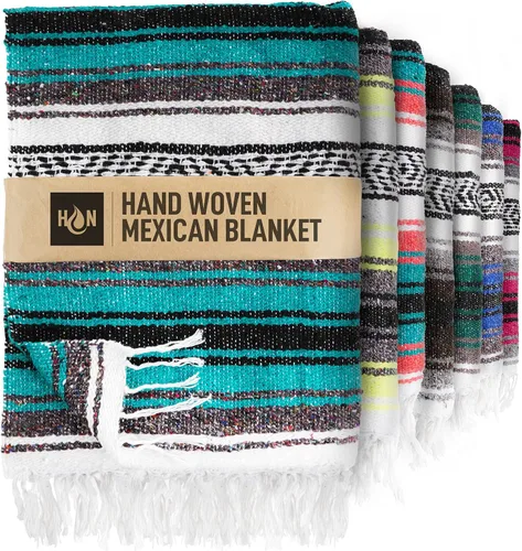 Vista 21 de Hydration Nation Auténtica manta mexicana extra grande (70 x 50 pulgadas), yoga tejida a mano, serape, falsa artesanal, playa, campamento, picnic