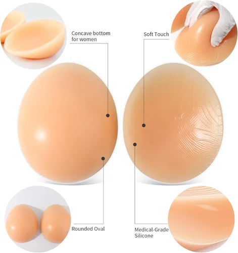 Vista 2 de Par de formas de pecho para mastectomía, prótesis de mama de silicona Convave Bra Inserts para mastectomía natación Crossdreser