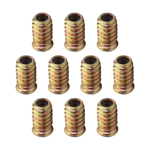 Vista 27 de MroMax 20 piezas de insertos de tuerca para muebles M6x10mm, acero al carbono, zincado, hexagonal interno, tornillo con brida, insertos de madera