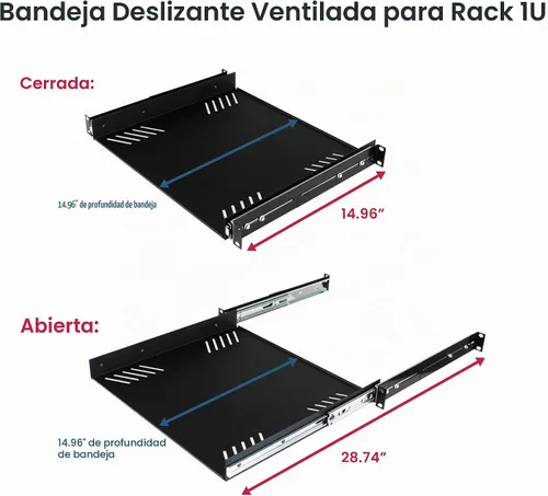 Vista 3 de Penn Elcom - R1290/1U - Espacio de rack - Charola antiderrapante para rack (Audio, AV, IT; DV). Estante de equipo para 1 espacio en bastidor hasta