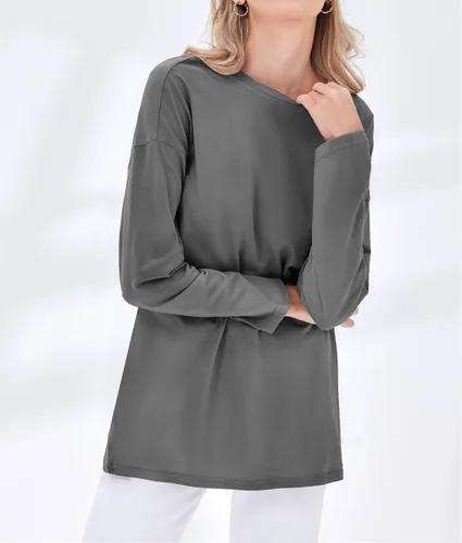Vista 101 de Fisoew Camisetas de manga larga para mujer, holgadas, casuales, con cuello redondo, blusa suave