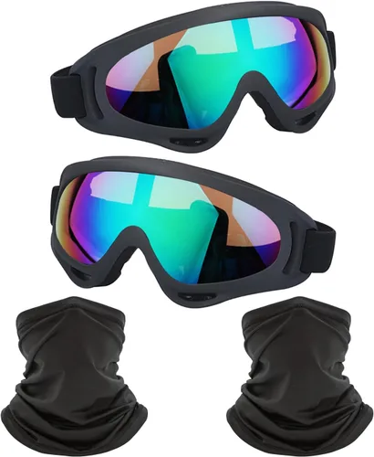 Vista 15 de LJDJ Motorcycle Goggles 2 Pack Dirt Bike with Neck Breathable Bandana Mask