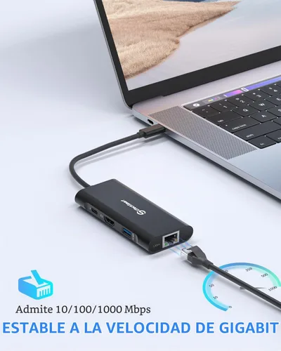 Vista 3 de UtechSmart USB C Hub,Ethernet Multiport 6 in 1 USB C to HDMI Adapter Black Negro