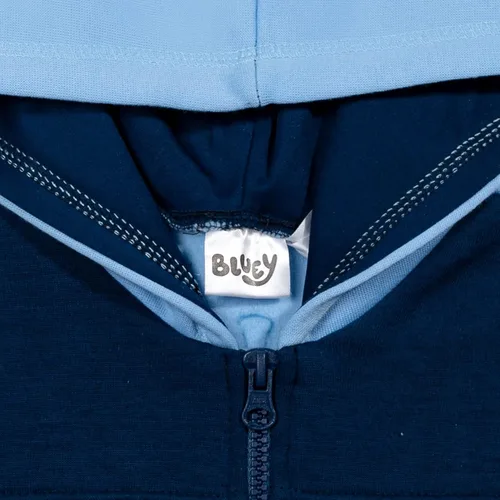 Vista 6 de Bluey Sudadera con capucha de forro polar con media cremallera para niños pequeños a grandes Azul